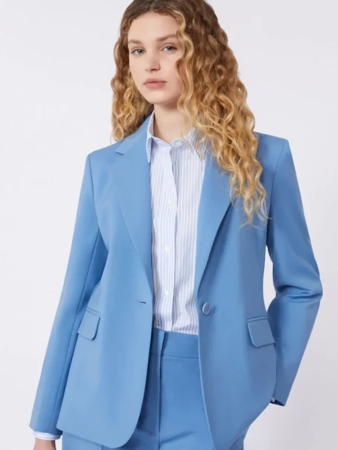 Blazer de lã elástica, azul claro Blazer de lã elástica, azul claro