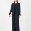 Blazer de lã elástica, azul-marinho