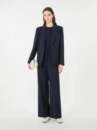 Blazer de lã elástica, azul-marinho