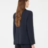 Blazer de lã elástica, azul-marinho