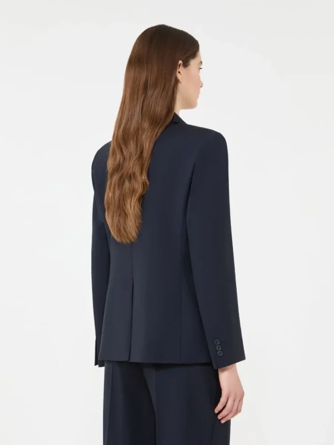 Blazer de lã elástica, azul-marinho