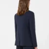 Blazer de lã elástica com botões duplos, azul-marinho Blazer de lã elástica com botões duplos, azul-marinho