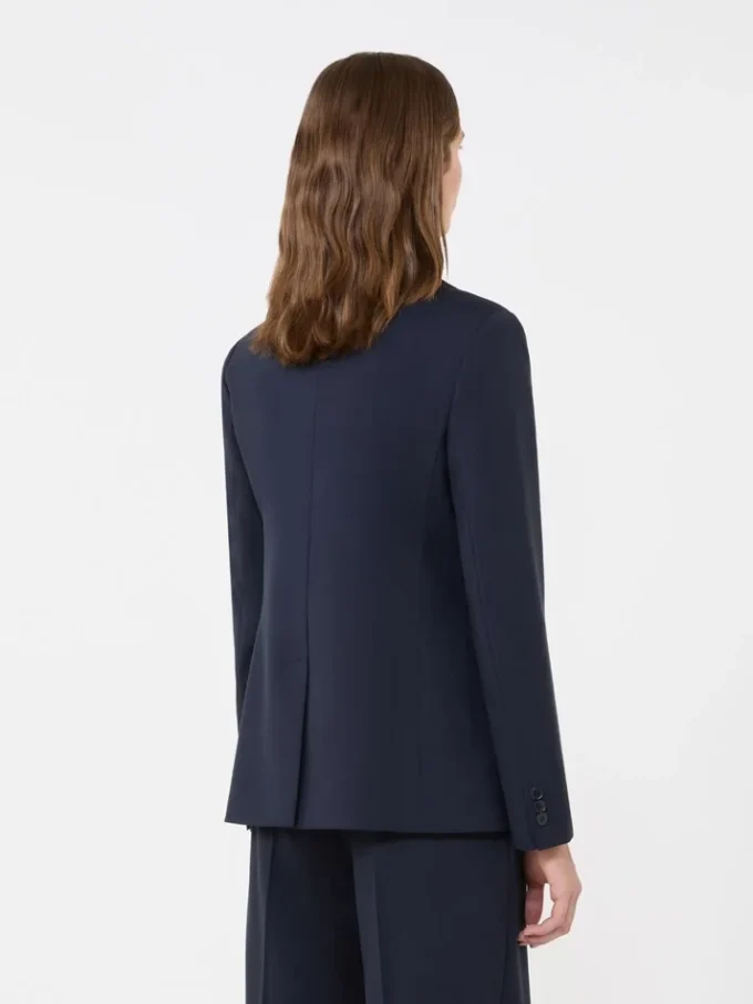 Blazer de lã elástica com botões duplos, azul-marinho Blazer de lã elástica com botões duplos, azul-marinho