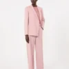 Blazer de lã elástica com botões duplos, rosa antigo Blazer de lã elástica com botões duplos, rosa antigo