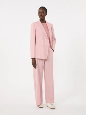 Blazer de lã elástica com botões duplos, rosa antigo