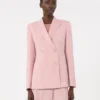 Blazer de lã elástica com botões duplos, rosa antigo Blazer de lã elástica com botões duplos, rosa antigo
