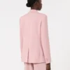 Blazer de lã elástica com botões duplos, rosa antigo Blazer de lã elástica com botões duplos, rosa antigo