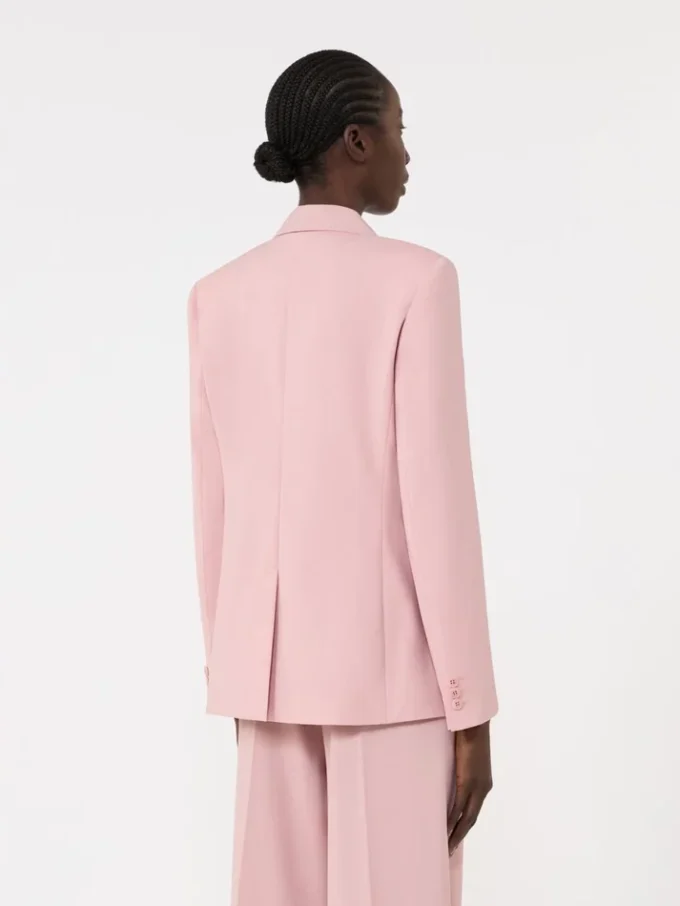 Blazer de lã elástica com botões duplos, rosa antigo Blazer de lã elástica com botões duplos, rosa antigo