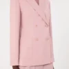 Blazer de lã elástica com botões duplos, rosa antigo Blazer de lã elástica com botões duplos, rosa antigo