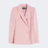Blazer de lã elástica com botões duplos, rosa antigo Blazer de lã elástica com botões duplos, rosa antigo