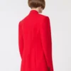 Blazer de lã elástica com botões duplos, vermelho Blazer de lã elástica com botões duplos, vermelho