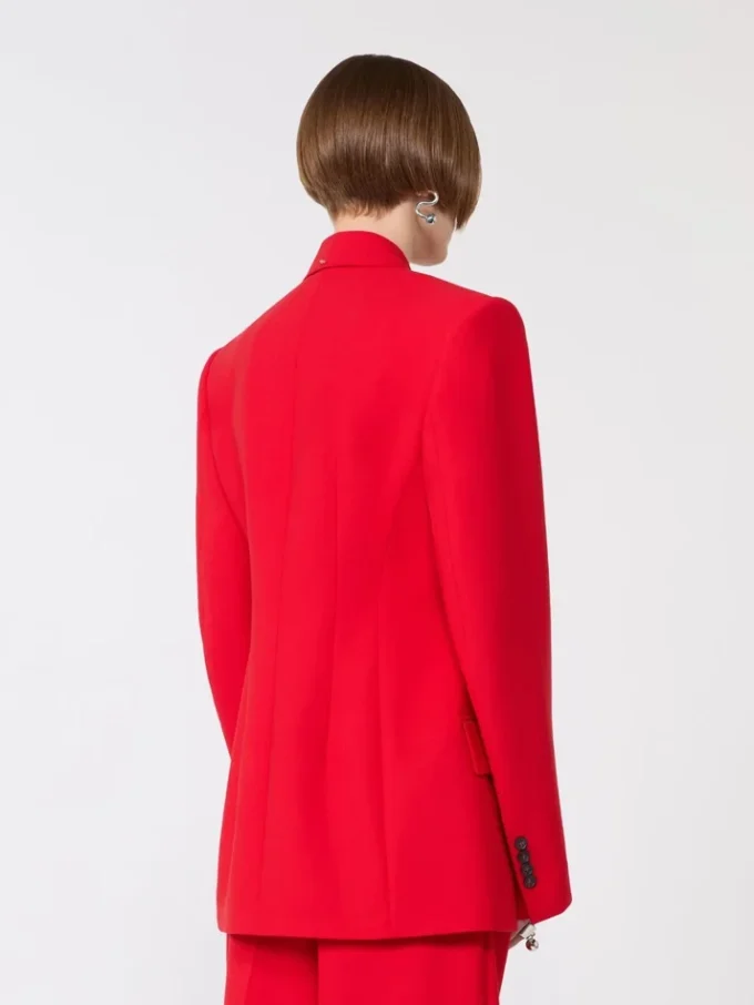 Blazer de lã elástica com botões duplos, vermelho Blazer de lã elástica com botões duplos, vermelho