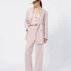 Blazer de lã, mohair e seda com botões duplos, bege-rosa