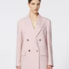 Blazer de lã, mohair e seda com botões duplos, bege-rosa