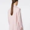 Blazer de lã, mohair e seda com botões duplos, bege-rosa