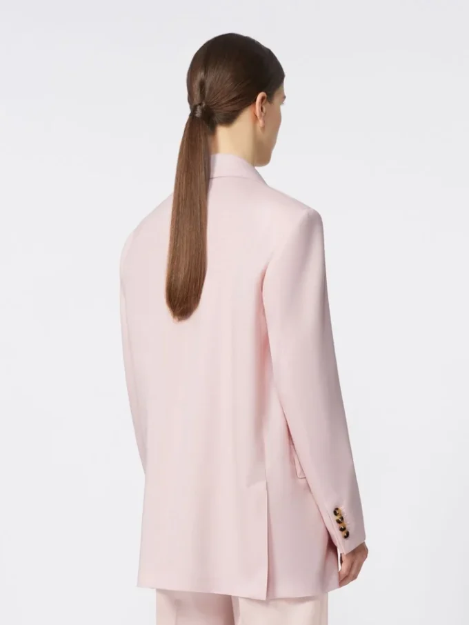 Blazer de lã, mohair e seda com botões duplos, bege-rosa