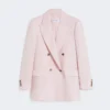 Blazer de lã, mohair e seda com botões duplos, bege-rosa