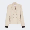 Blazer de lã, mohair e seda com botões duplos, cor areia Blazer de lã, mohair e seda com botões duplos, cor areia