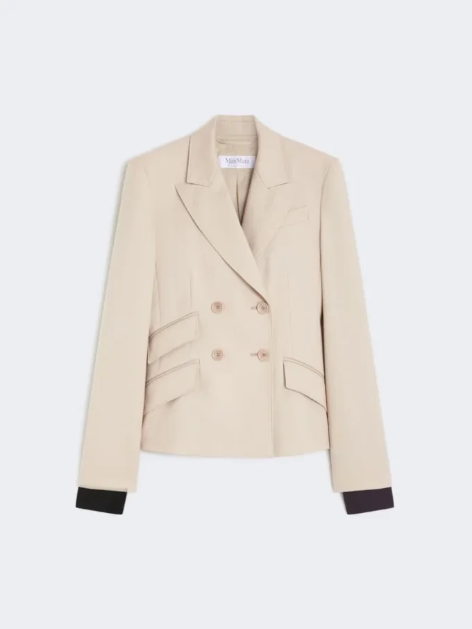 Blazer de lã, mohair e seda com botões duplos, cor areia Blazer de lã, mohair e seda com botões duplos, cor areia