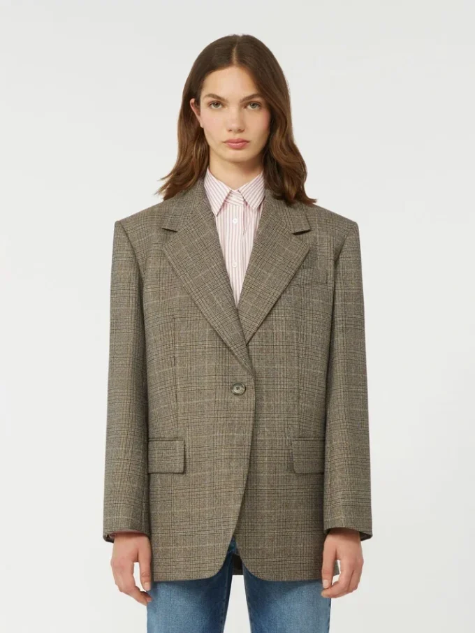 Blazer de lã oversized, castanho