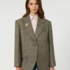 Blazer de lã oversized, castanho