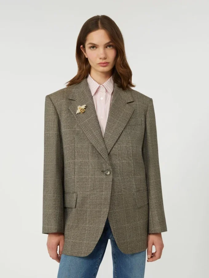 Blazer de lã oversized, castanho