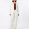 Blazer de linho às riscas, natural