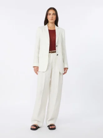 Blazer de linho às riscas, natural