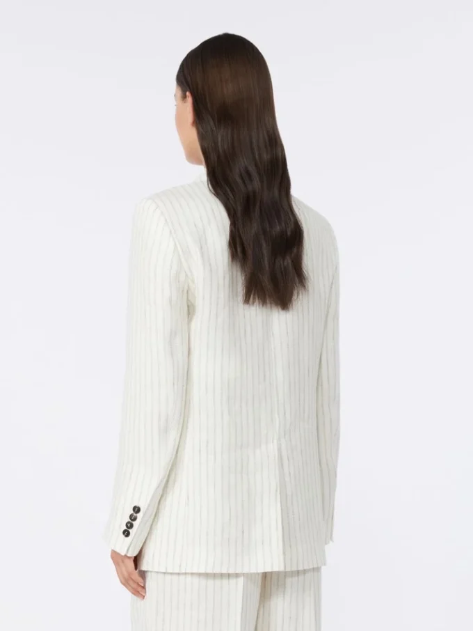 Blazer de linho às riscas, natural
