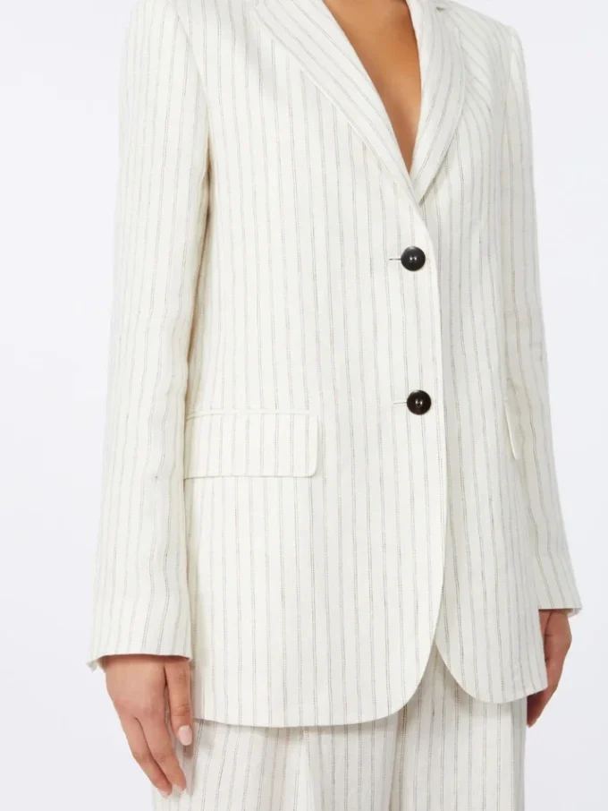 Blazer de linho às riscas, natural