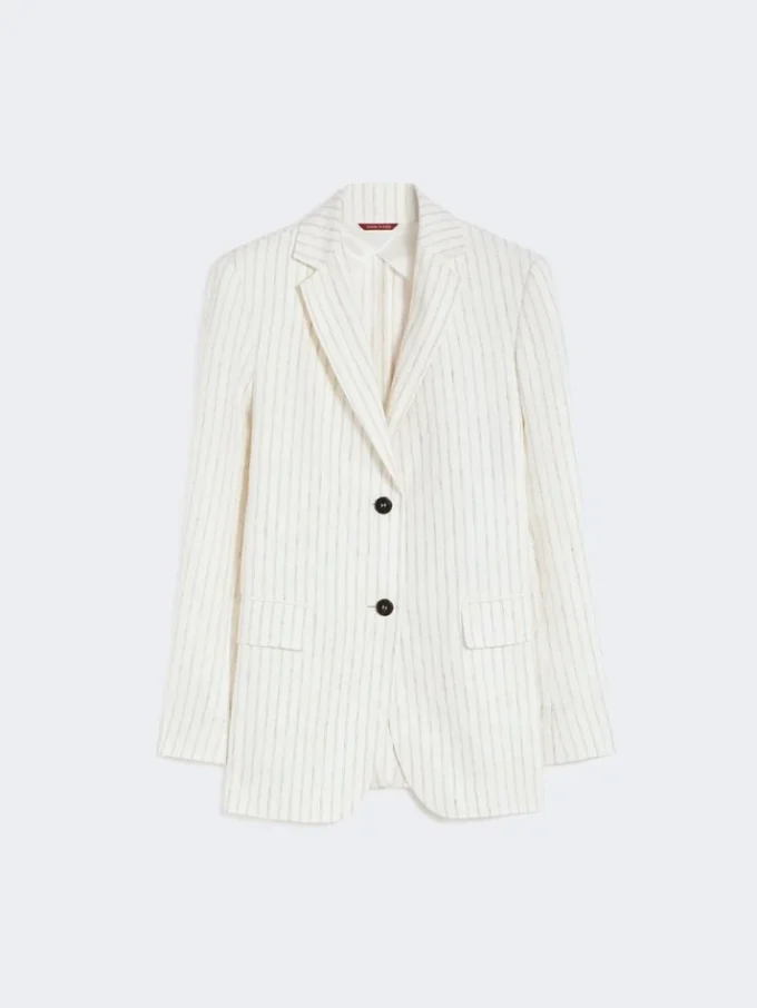 Blazer de linho às riscas, natural