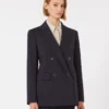 Blazer de malha Milano-knit com botões duplos, azul-marinho Blazer de malha Milano-knit com botões duplos, azul-marinho