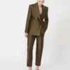 Blazer de shantung com botões duplos, cor cáqui Blazer de shantung com botões duplos, cor cáqui