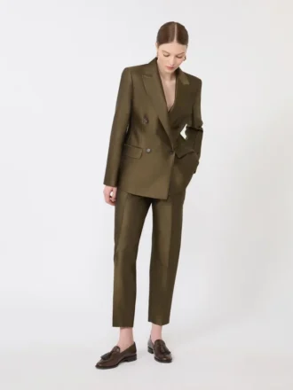 Blazer de shantung com botões duplos, cor cáqui Blazer de shantung com botões duplos, cor cáqui