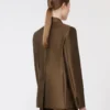 Blazer de shantung com botões duplos, cor cáqui Blazer de shantung com botões duplos, cor cáqui