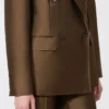 Blazer de shantung com botões duplos, cor cáqui Blazer de shantung com botões duplos, cor cáqui