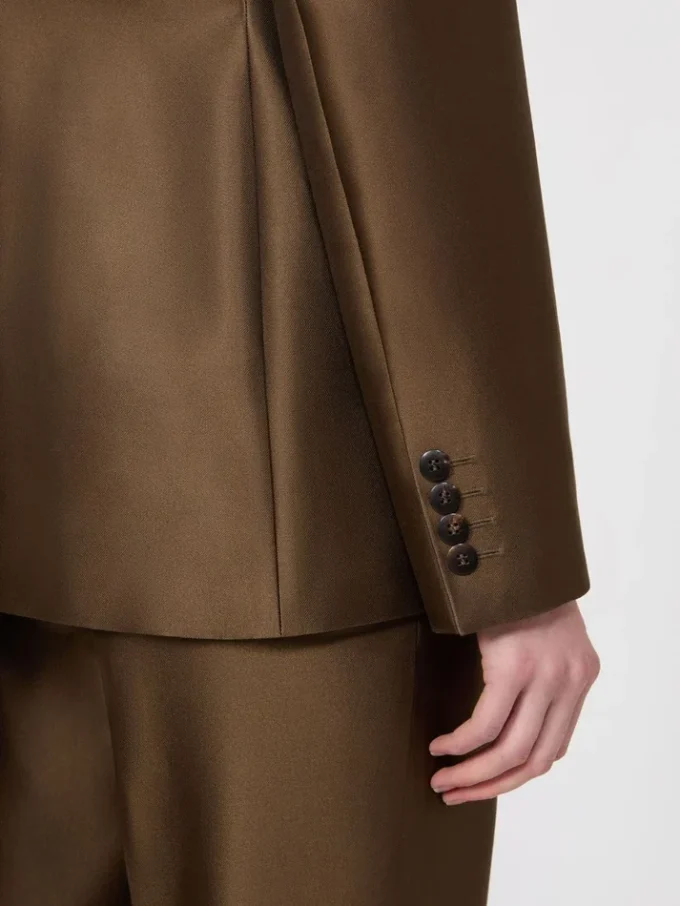 Blazer de shantung com botões duplos, cor cáqui Blazer de shantung com botões duplos, cor cáqui