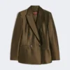 Blazer de shantung com botões duplos, cor cáqui Blazer de shantung com botões duplos, cor cáqui