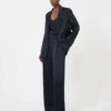 Top camisola em cetim envers, azul-escuro