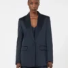 Blazer em cetim reverso, azul-escuro Blazer em cetim reverso, azul-escuro