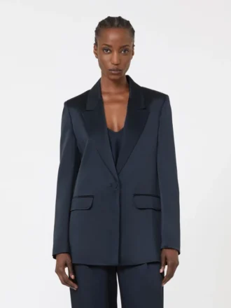 Blazer em cetim reverso, azul-escuro Blazer em cetim reverso, azul-escuro