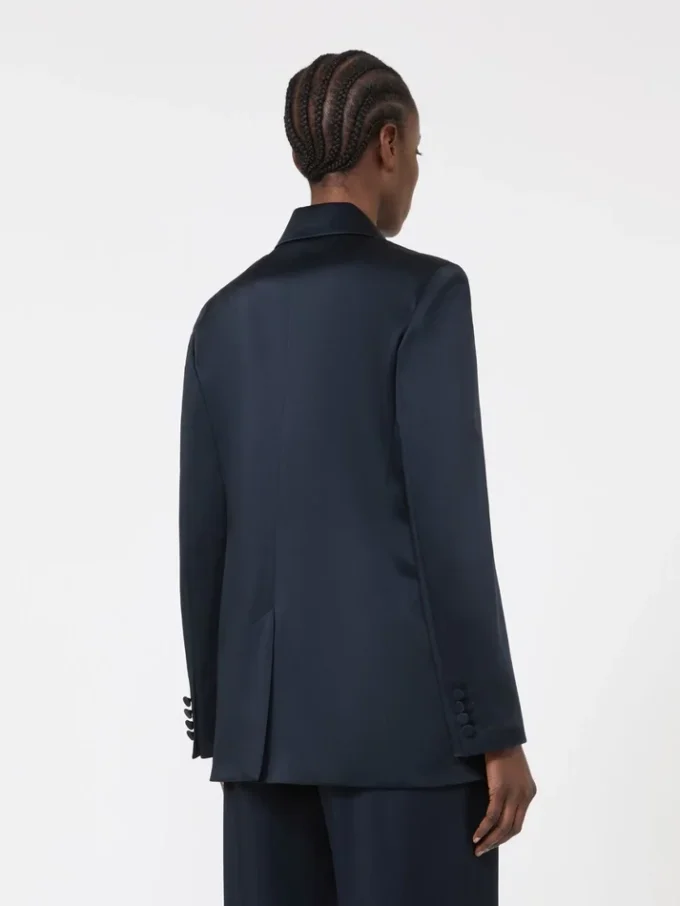 Blazer em cetim reverso, azul-escuro Blazer em cetim reverso, azul-escuro