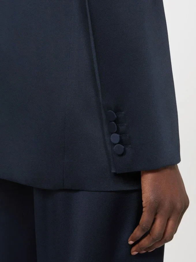 Blazer em cetim reverso, azul-escuro Blazer em cetim reverso, azul-escuro