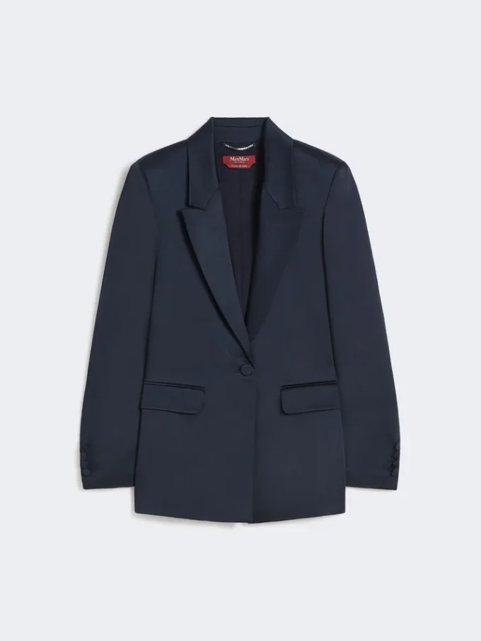 Blazer em cetim reverso, azul-escuro Blazer em cetim reverso, azul-escuro