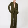 Blazer em cetim reverso, verde musgo