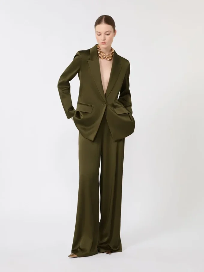 Blazer em cetim reverso, verde musgo