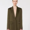 Blazer em cetim reverso, verde musgo