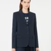 Blazer em jersey de algodão, azul-marinho Blazer em jersey de algodão, azul-marinho