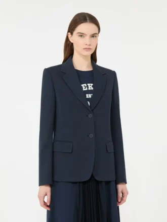 Blazer em jersey de algodão, azul-marinho