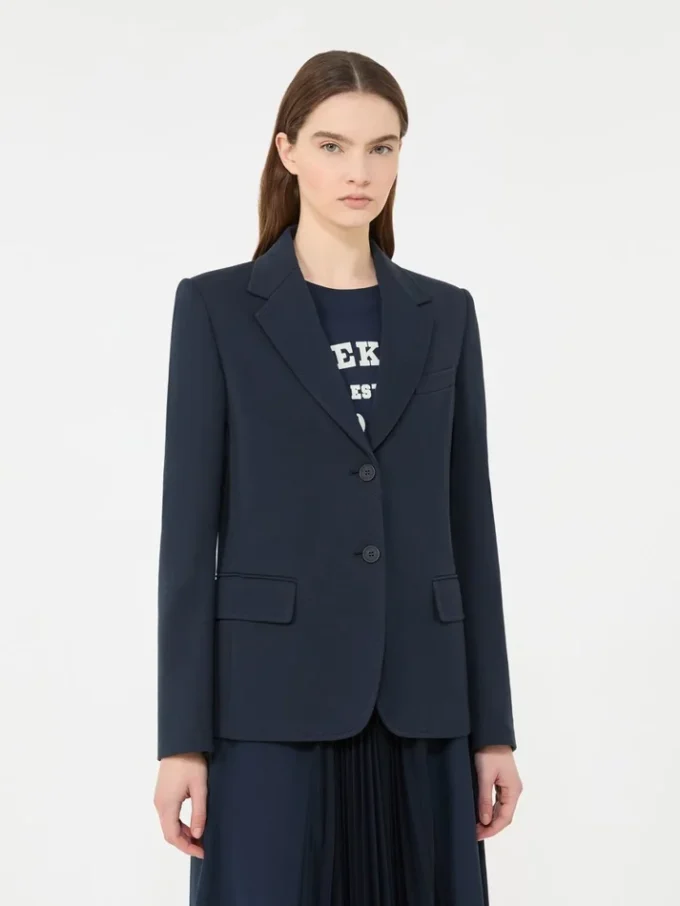 Blazer em jersey de algodão, azul-marinho Blazer em jersey de algodão, azul-marinho